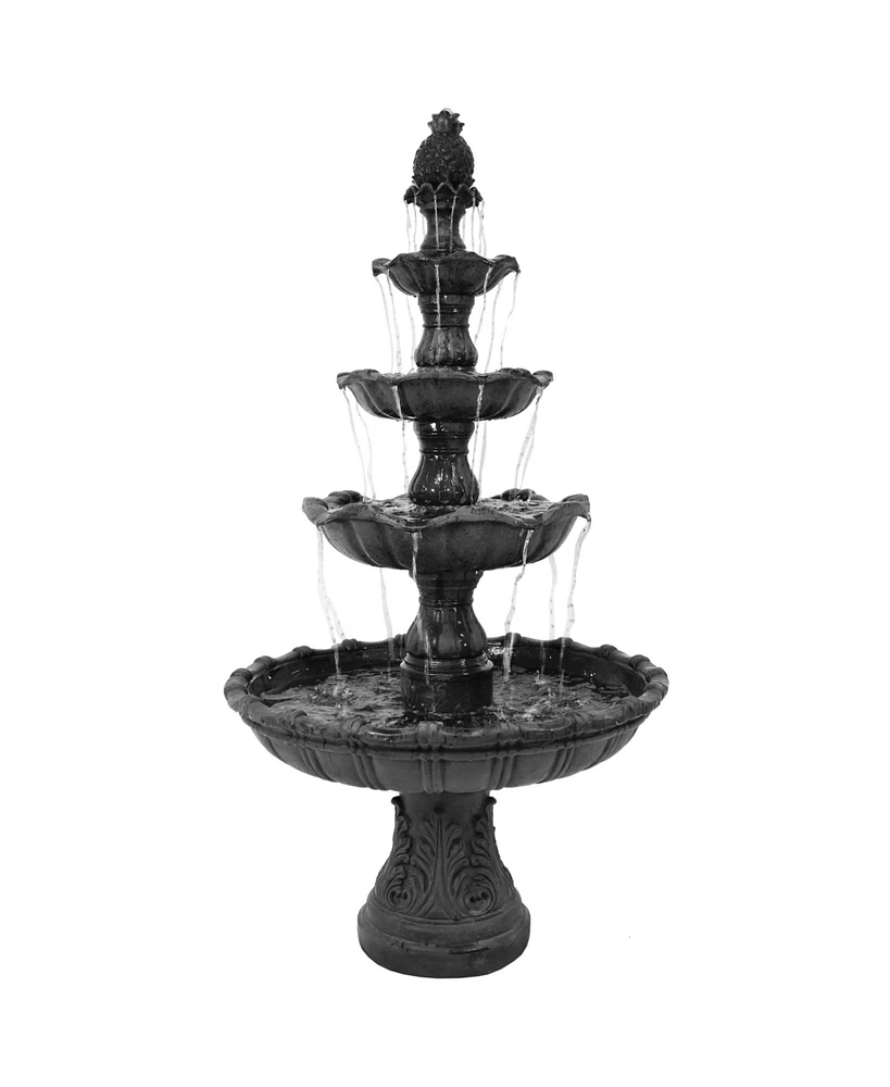 Grand Courtyard 80-Inch 4-Tiered Outdoor Water Fountain - Electric Submersible Pump