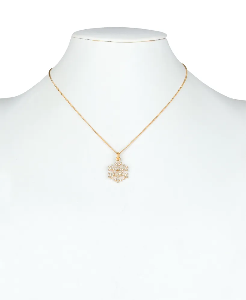 Patricia Nash Gold-Tone Pave Snowflake Pendant Necklace, 17" + 3" extender