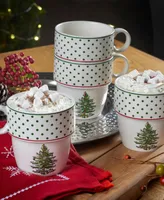 Christmas Tree Polka Dot Stackable Mugs, Set of 4