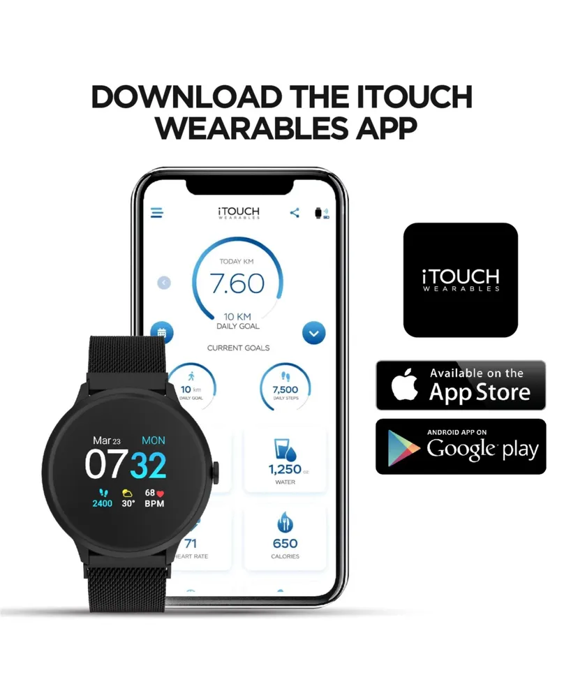 Sport 3 Unisex Touchscreen Smartwatch: Black Case with Black/Gray Perforated Strap 45mm