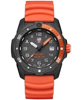 Luminox Men's Swiss Bear Grylls Survival Sea Series Never Give Up Dive Orange Rubber Strap Watch 42mm