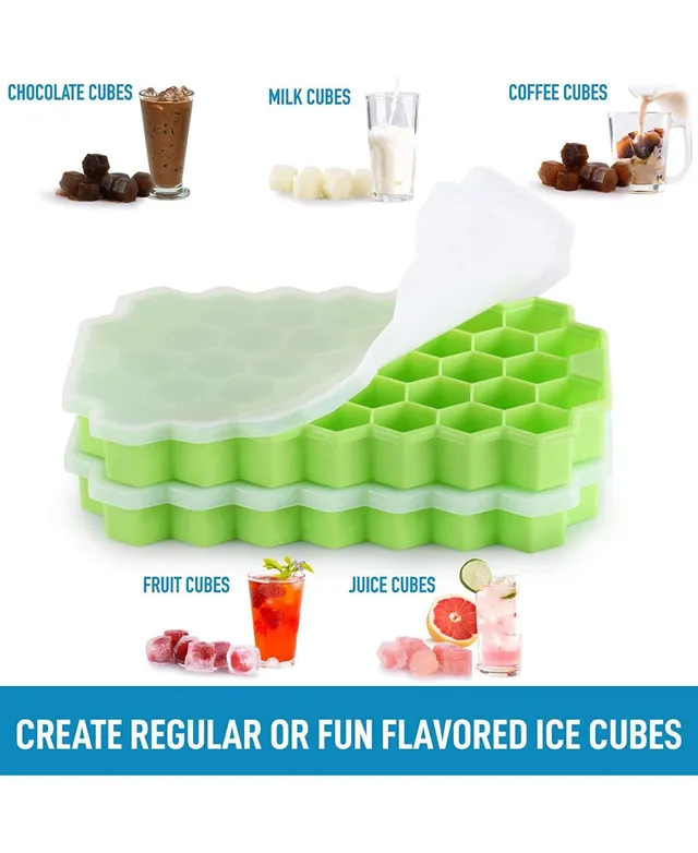 Zulay Kitchen Silicone Square Ice Cube Mold and Ice Ball Mold (Set of 2) Black