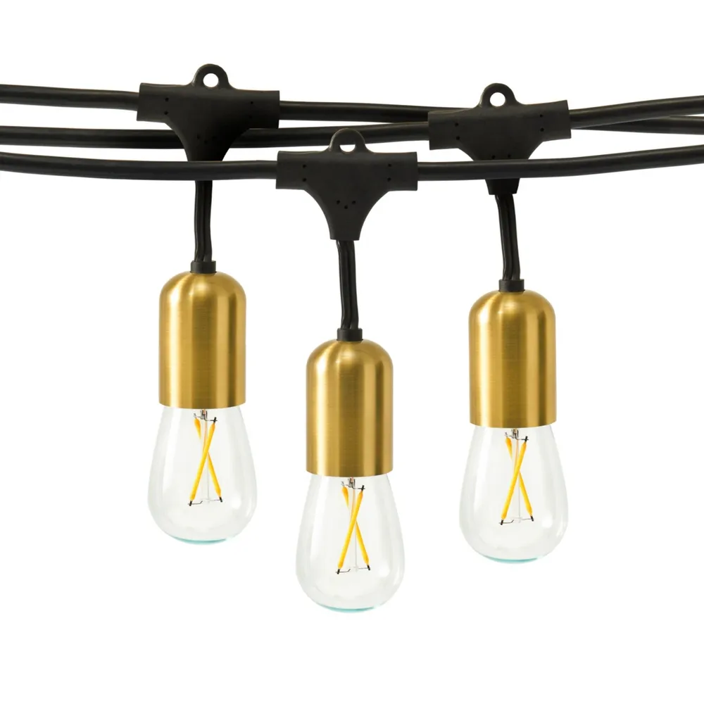 Brightech Glow 48ft Heavy Duty Weatherproof Led Outdoor Plug-In String Lights with Brass Hardware