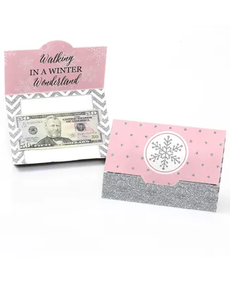 Big Dot of Happiness Pink Winter Wonderland - Holiday Snowflake Party Money & Gift Card Holders 8 Ct