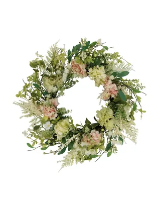 Puleo Hydrangea and Dogwood Floral Spring Wreath, 24"