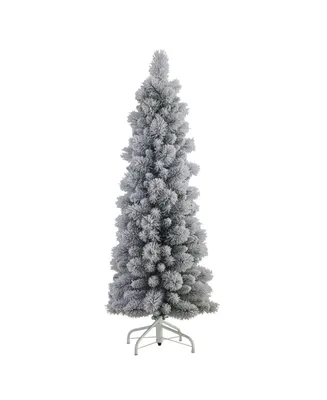 Puleo 4.5FT Flocked Patagonia Pencil Artificial Christmas Tree