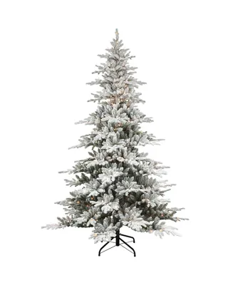 Puleo Pre-Lit Flocked Utah Fir Artificial Christmas Tree with 500 Lights, 7.5'