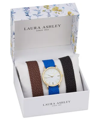 Laura Ashley Women's Interchangeable Multi-Colored Polyurethane Bands Watch 35mm Set