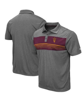 Men's Colosseum Heathered Charcoal Arizona State Sun Devils Smithers Polo Shirt