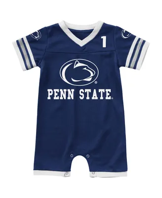 Infant Boys and Girls Colosseum Navy Penn State Nittany Lions Bumpo Football Romper