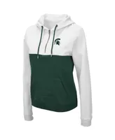 Women's Colosseum White, Hunter Green Michigan State Spartans Aidan Half-Zip Hoodie