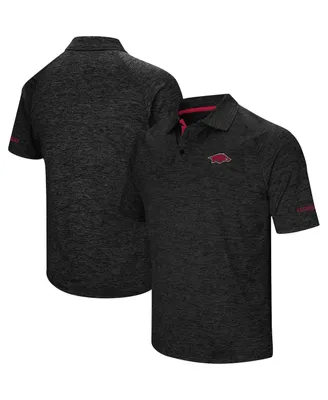 Men's Colosseum Black Arkansas Razorbacks Down Swing Polo Shirt