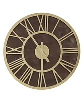 Madison Park Mason Wall Clock, 23.6" x 23.6" x 1.77" - Brown, Gold