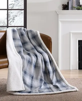 Eddie Bauer Nordic Plaid Ultra Soft Plush Fleece Reversible Oversized Throw Blanket, 70" X 50"