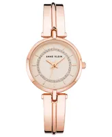 Anne Klein Women's Rose Gold-Tone Alloy Bangle with Silver Glitter Watch, 38mm