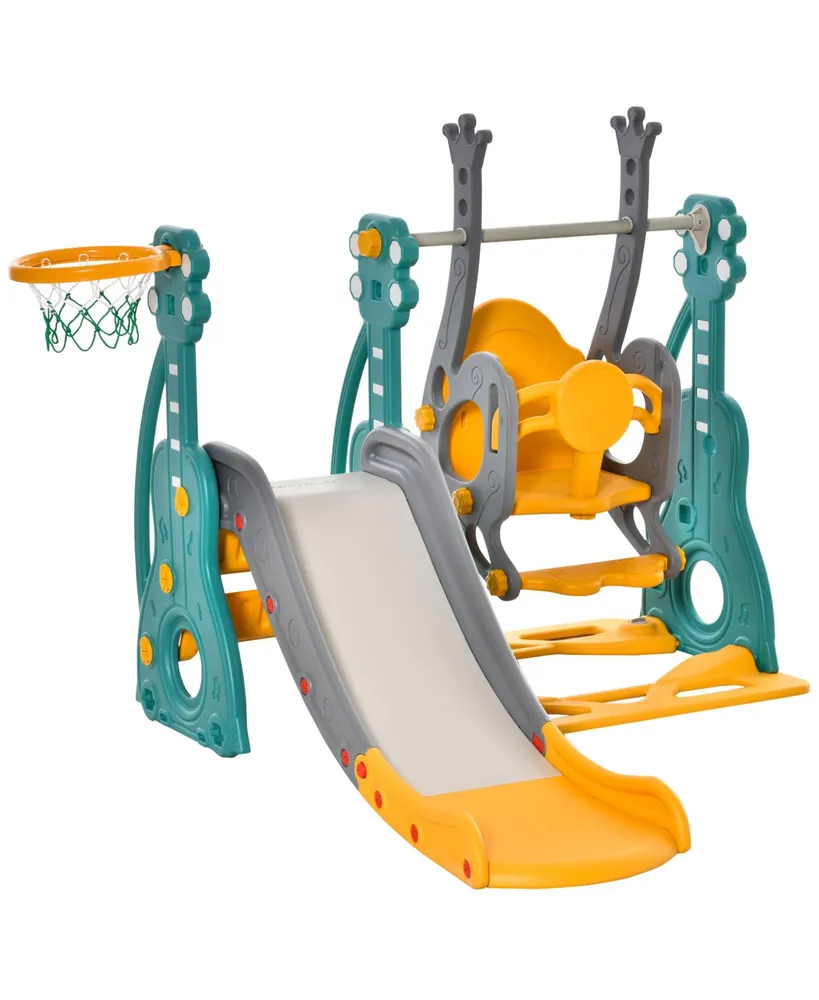 3in1 Kids Swing Slide Outdoor Activity Center Set Basketball Hoop