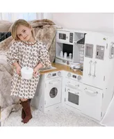 Qaba Large Kitchen Set w/ Full Set of Appliances Pretend Play Toy