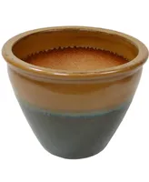 Sunnydaze Decor 15 in Chalet High-Fired Glaze Ceramic Planter - Forest Lake Green