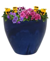 13.5" Large Ceramic Plant Pot - Round Outdoor Glazed Ceramic Planter Pot with Drainage - Imperial Blue - Resort