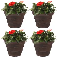 Sunnydaze Decor Laurel 13" Outdoor Double-Walled Polyresin Planter with Uv-Resistant Rust Finish - Set of 4