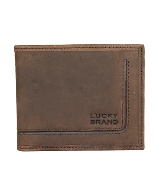 Lucky Brand Men's Grooved Leather Bifold Wallet