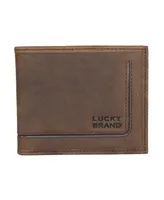 Lucky Brand Men's Grooved Leather Bifold Wallet