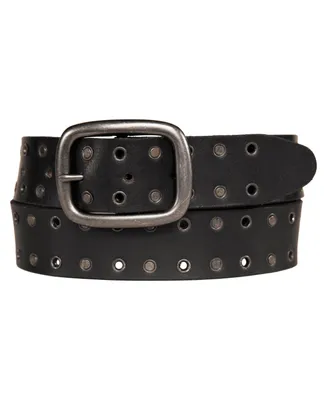 Lucky Brand Men's Grommet and Stud Leather Belt