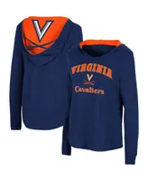 Women's Colosseum Navy Virginia Cavaliers Catalina Hoodie Long Sleeve T-shirt