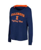 Women's Colosseum Navy Illinois Fighting Illini Catalina Hoodie Long Sleeve T-shirt