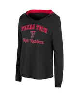 Women's Colosseum Black Texas Tech Red Raiders Catalina Hoodie Long Sleeve T-Shirt