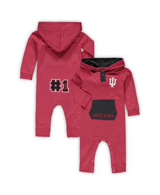 Newborn and Infant Boys and Girls Colosseum Crimson Indiana Hoosiers Henry Pocketed Hoodie Romper