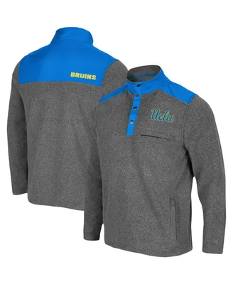 Men's Colosseum Heathered Charcoal, Blue Ucla Bruins Huff Snap Pullover