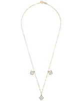 Wrapped Diamond & Enamel Quatrefoil Dangle 18" Collar Necklace (1/4 ct. t.w.) in 10k Gold, Created for Macy's