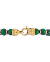 Legacy for Men by Simone I. Smith Malachite Bead Stretch Bracelet in Gold-Tone Ion-Plated Stainless Steel