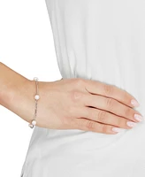 Cultured Freshwater Potato Pearl (6 - 6-1/2mm) Station Figaro Link Bracelet in Sterling Silver