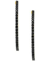 Onyx Medium Hoop Earrings in 14k Gold-Plated Sterling Silver, 1.5"