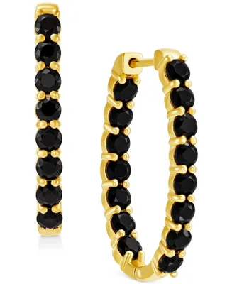 Onyx In & Out Oval Hoop Earrings in 14k Gold-Plated Sterling Silver, 0.5"