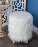 Rosemary Lane Polyester Stool with Faux Fur, 19" x 19" x 16"