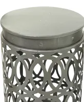 Rosemary Lane 23", 19", 15" Metal Contemporary Geometric Accent Table with Laser Carved Trellis Design, Set of 3