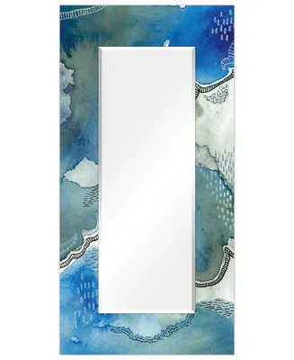 Empire Art Direct 'Subtle Blues' Rectangular On Free Floating Printed Tempered Art Glass Beveled Mirror, 72" x 36"