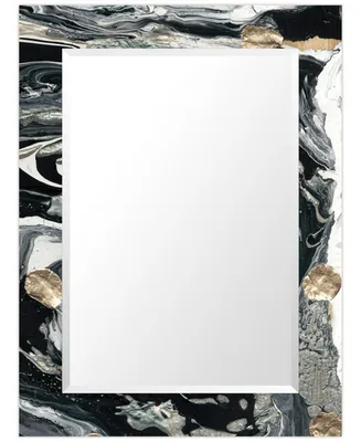 Empire Art Direct 'Ebony' Rectangular On Free Floating Printed Tempered Art Glass Beveled Mirror, 40" x 30" - Black, Gold