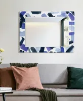 Empire Art Direct 'Cerulean Strokes' Rectangular On Free Floating Printed Tempered Art Glass Beveled Mirror, 40" x 30"