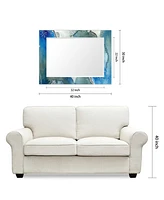 Empire Art Direct 'Subtle Blues' Rectangular On Free Floating Printed Tempered Art Glass Beveled Mirror, 40" x 30"