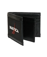 Nautica Men's Logo Rubber Leather Bifold Wallet