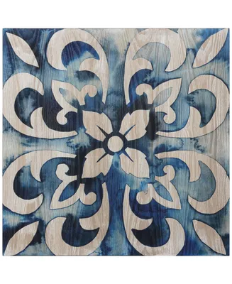 Empire Art Direct 'Cobalt Tile Ii' Fine Giclee Printed Directly On Hand Finished Ash Wood Wall Art, 24" x 24"