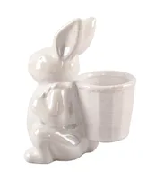 Flora Bunda Ceramic Bunny Basket Vase, 7"