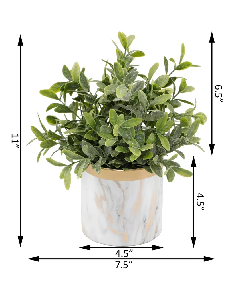 Flora Bunda Tea Leaf in Ceramic Pot, 4.5" - White, Gold