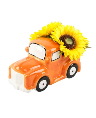 Flora Bunda Sunflowers Truck Ceramic Pot, 10.25"