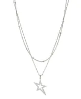 Ava Nadri Double Layered Star Necklace in Silver-Tone Brass - Silver