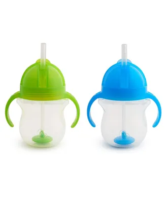 Munchkin Click Lock Weighted Straw Cup, 7 Ounce, Blue/Green, Pack of 2